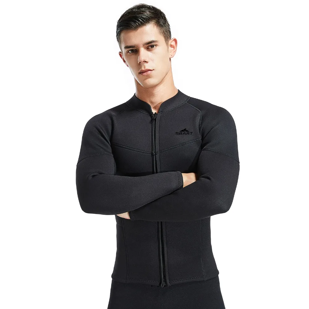 Мужской Топ для Гидрокостюма Неопреновая куртка 3 мм с длинным рукавом и молнией