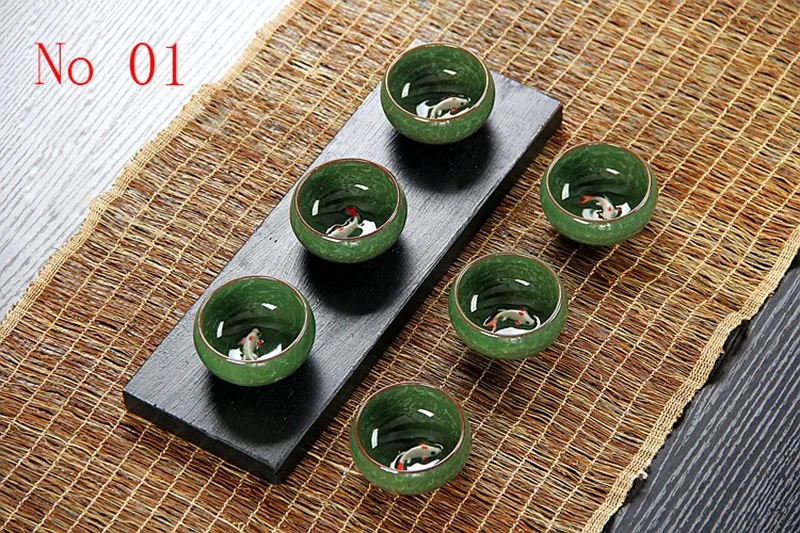 Горячая распродажа! 6 шт. керамический чайный набор с золотой рыбкой китайский