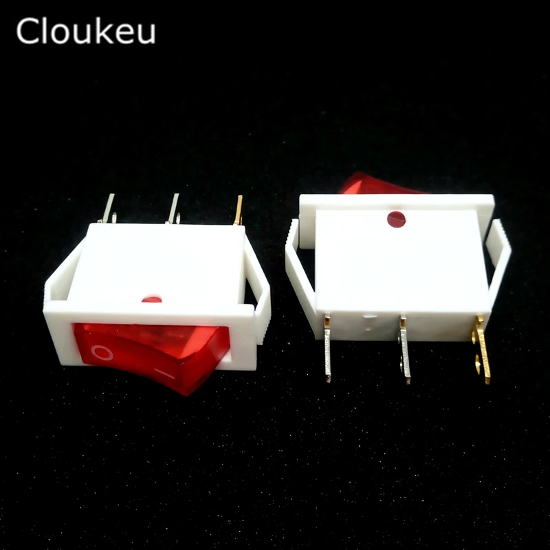 5 шт. 10*28 мм клавишный переключатель белый цвет с лампой KCD3-102N 3Pin 2 файла Seesaw