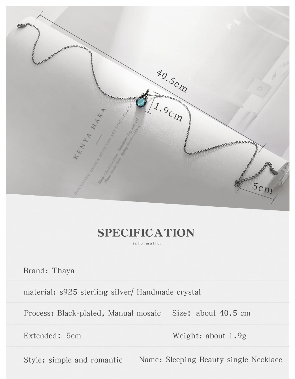 Thaya Original Design Sleeping Beauty Necklace S925 Silver Handmade Crystal Short Collarbone Chain Jewelry Gift