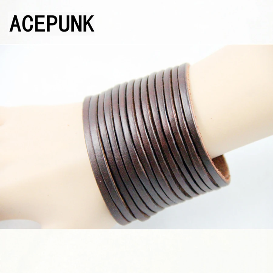Новинка 2019 кожаный браслет с натуральным лицевым покрытием в стиле панк