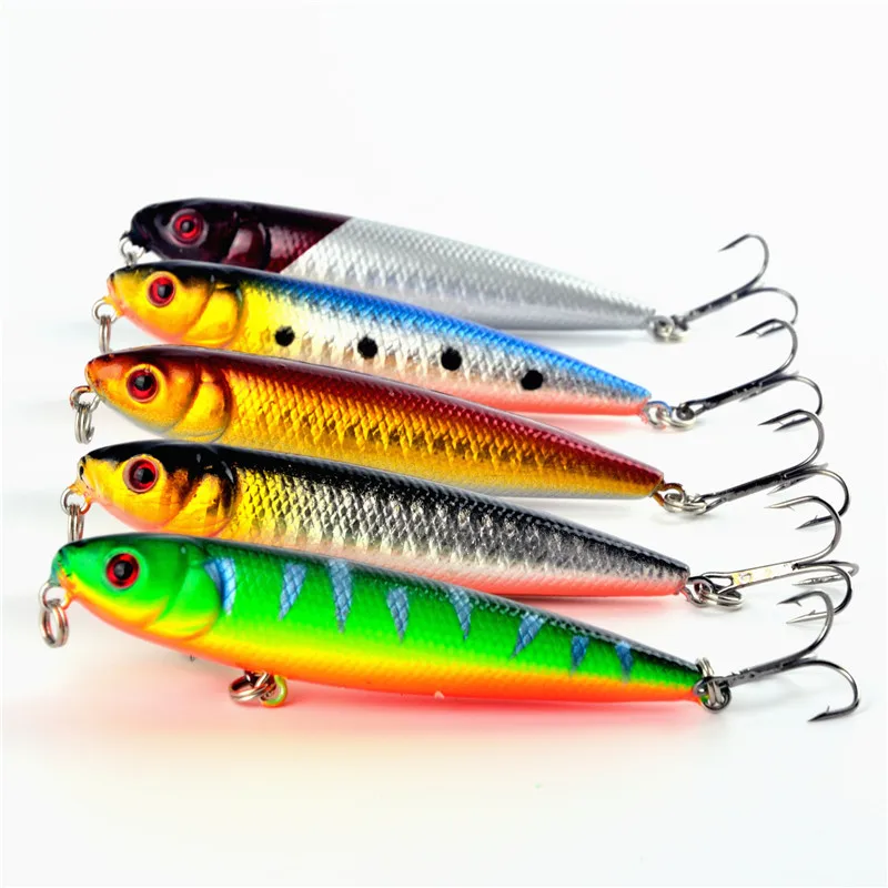 1 шт. 9 г 8 см 3D Глаза Карандаш Приманка Topwater собака Щука рыболовная морская Minnow