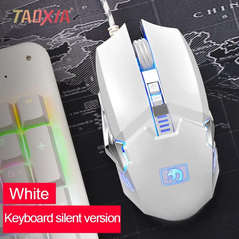 

Colorful Lamp Mouse USB Cable Computer Chicken Notebook Game Desktop Home Office Machinery 1200-3200dpi Silent Precision Mouse