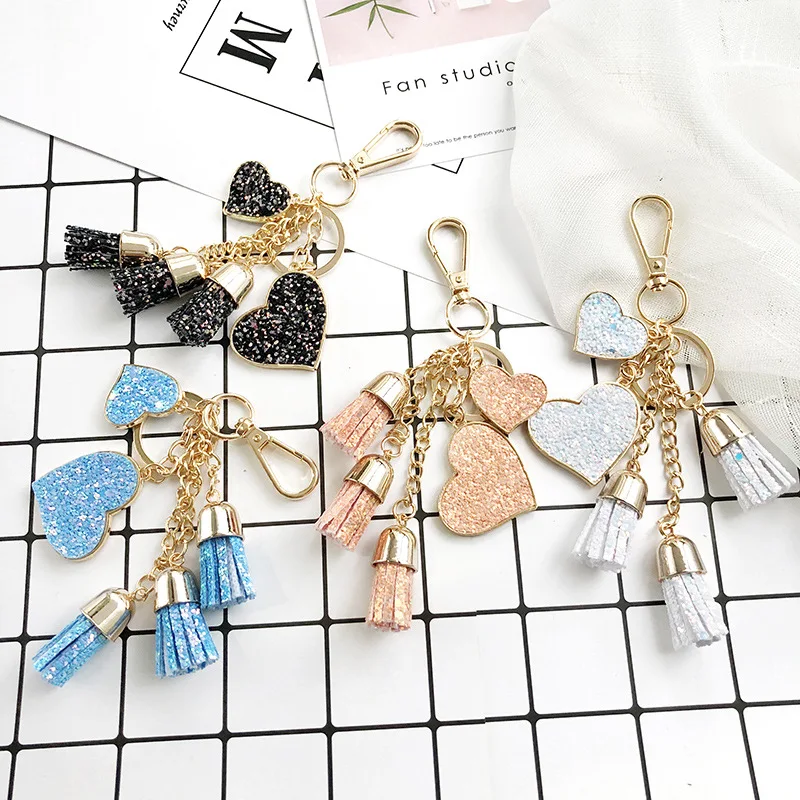 Творческий брелок сплава женский Сердце Любовь кисточкой сумочка с брелоком для