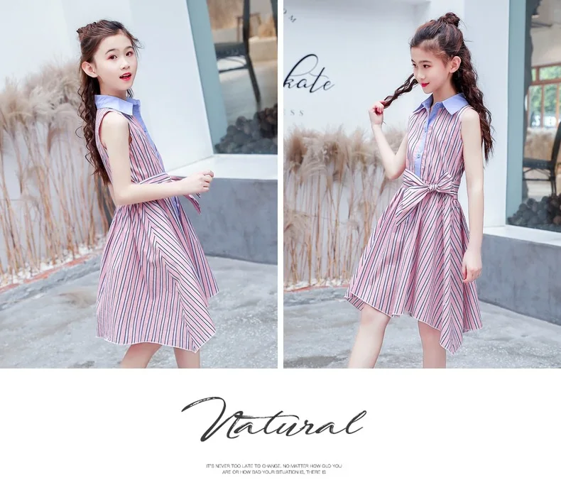 WLG family matching clothes mother and daughter striped fashion dresses summer sleeveless dress