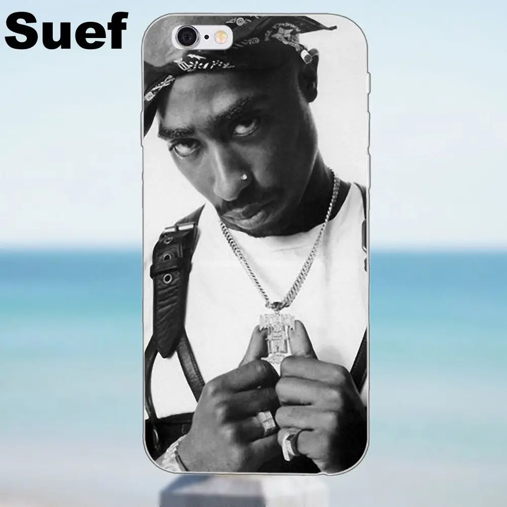 Tupac Shakur 2 Pac Crown King мягкие чехлы из ТПУ для iPhone 4 4S 5 5S 5C SE 6 6S 7 8 Plus X Galaxy J1 J3 J5 J7 A3 A5 2016