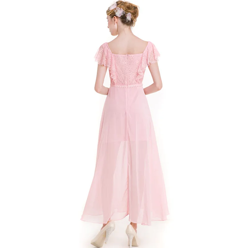 Женское шифоновое платье трапеция элегантное однотонное кружевное с завышенной