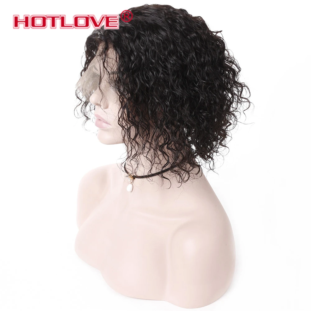 Hotlove Curly Short Bob Wig Brazilian Remy Hair Lace Front Human Wigs For Women Frontal Pre Plucked 8 - 12 inch | Шиньоны и парики