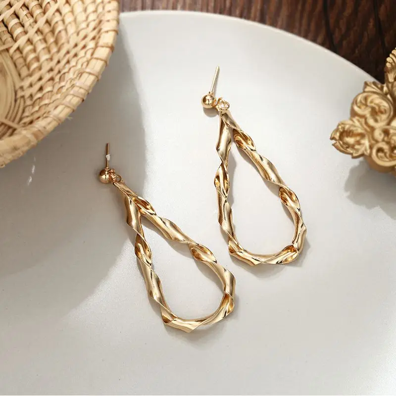 TMXK angel New earrings 2019 oval teardrops large metal gold and silver European brand style ez207 | Украшения и аксессуары
