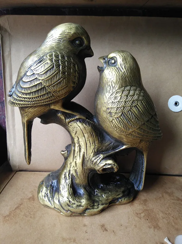 

Китайская медная латунная скульптура xishangmeishao double magpie.