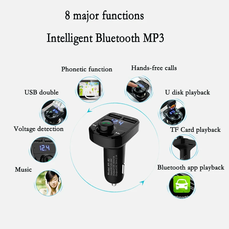 Fm передатчик Aux модулятор громкой связи Bluetooth автомобиль автомобильный комплект