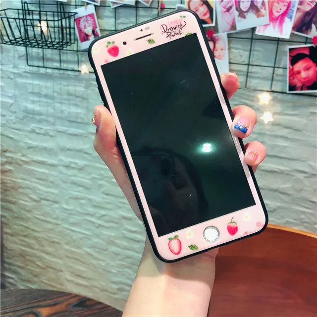 60 RLENDA Розовая пантера Cinnamoroll клубника стеклянная пленка для iPhone 8 7 6S 6 plus закаленное стекло 3D полноэкранная защитная пленка - Цвет: 60