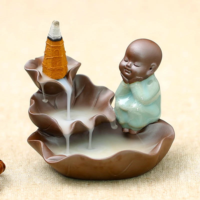 Прекрасный Joss фигурка монаха Керамика фарфор Ладан плита держатель горелки печи
