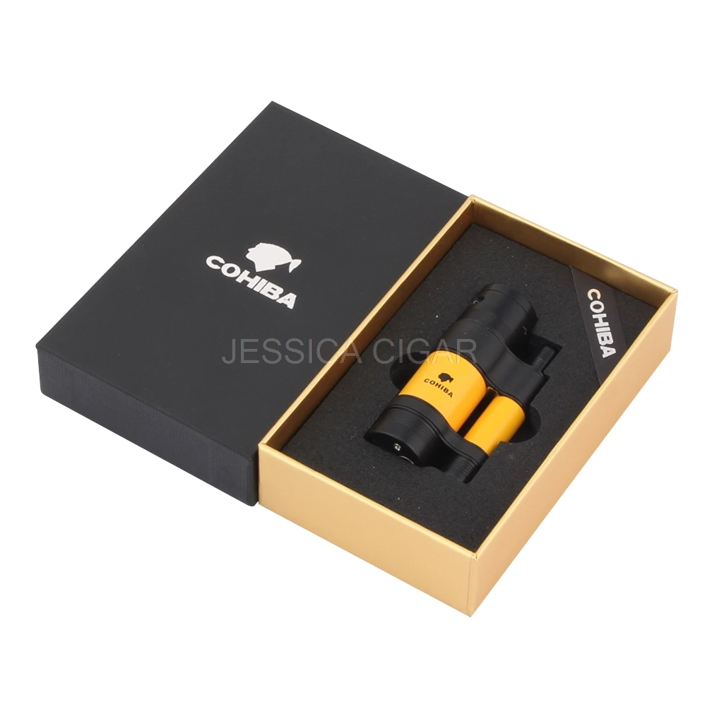COHIBA Желтый и черный карманный мини металлический ветрозащитный зажигалки 3 синий