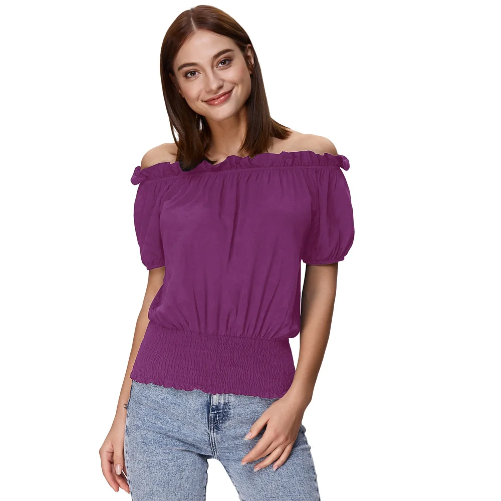 Женские винтажные Топы в стиле бохо с коротким рукавом и оборками| |