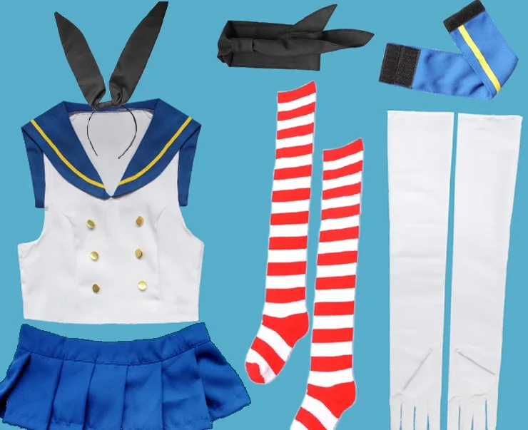 Бесплатная доставка аниме Kantai Collection Shimakaze косплей костюм наряды + чулки Хэллоуин
