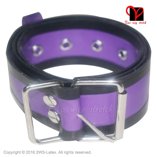 trans purple w black Сексуальные прозрачные фиолетовые Ремни, металлическая пряжка, регулируемый галстук, поясной ремень, подтяжки, резиновый латексный ремень, плюс PD-005 - Цвет: trans purple w black