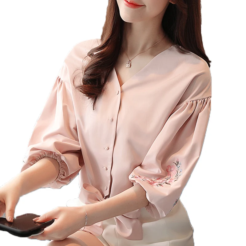 Новинка 2019 года летние женские короткие топы с цветочной вышивкой бантом розовые