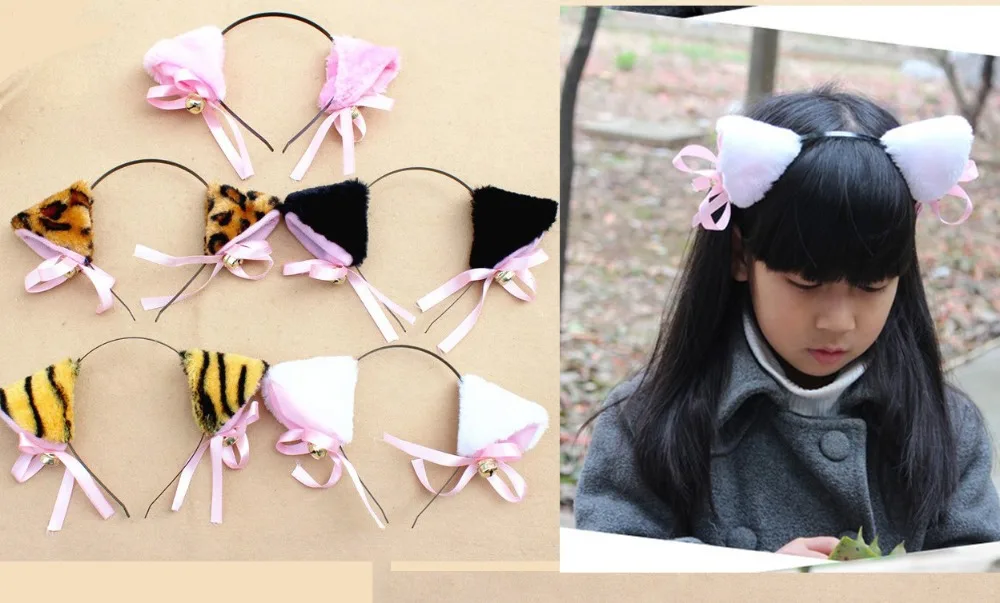 Бесплатная доставка повязка на голову с кошачьими ушками колокольчиком/вечерние