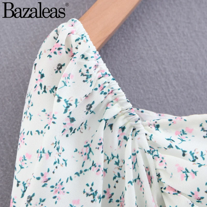 Женское платье с цветочным принтом Bazaleas вечерние платья короткими рукавами и