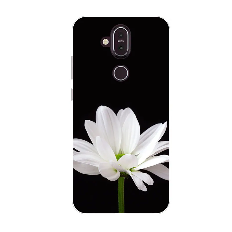 Чехол для Nokia 8 1 мягкая задняя крышка из ТПУ с цветком кремния защитный чехол