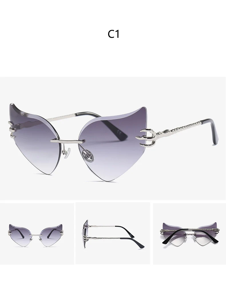 Ретро Винтажные Солнцезащитные очки Cateye женские роскошные брендовые дизайнерские солнцезащитные очки сексуальные градиентные солнцезащитные очки без оправы женские лапы