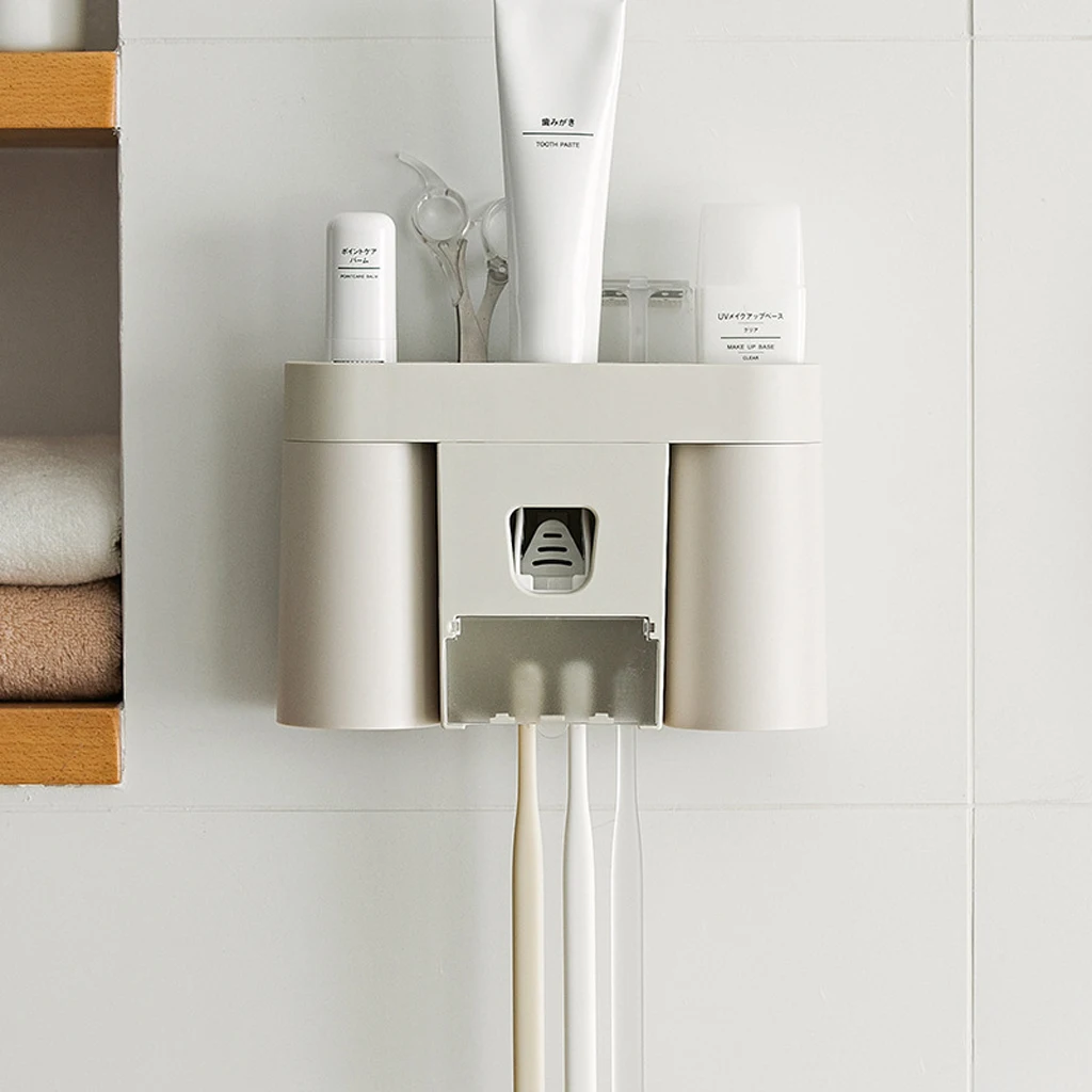 

Automatic Toothpaste Dispenser Toothpaste Squeezers Dust-Proof Toothbrush Holder Wall Mount Stand Bathroom Accessories Set