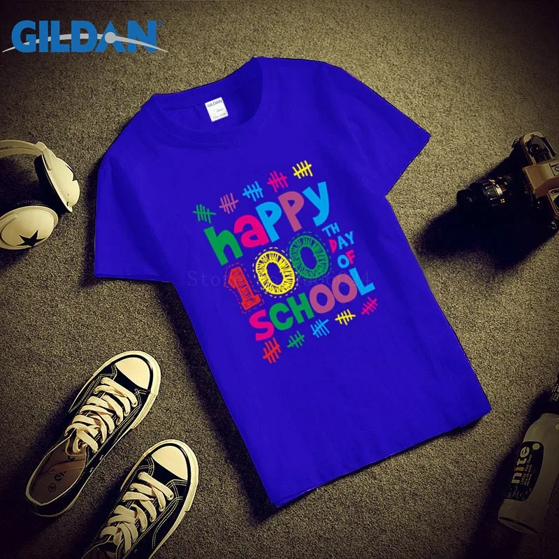 Забавные Повседневное футболка для Для мужчин короткий рукав Happy 100th день