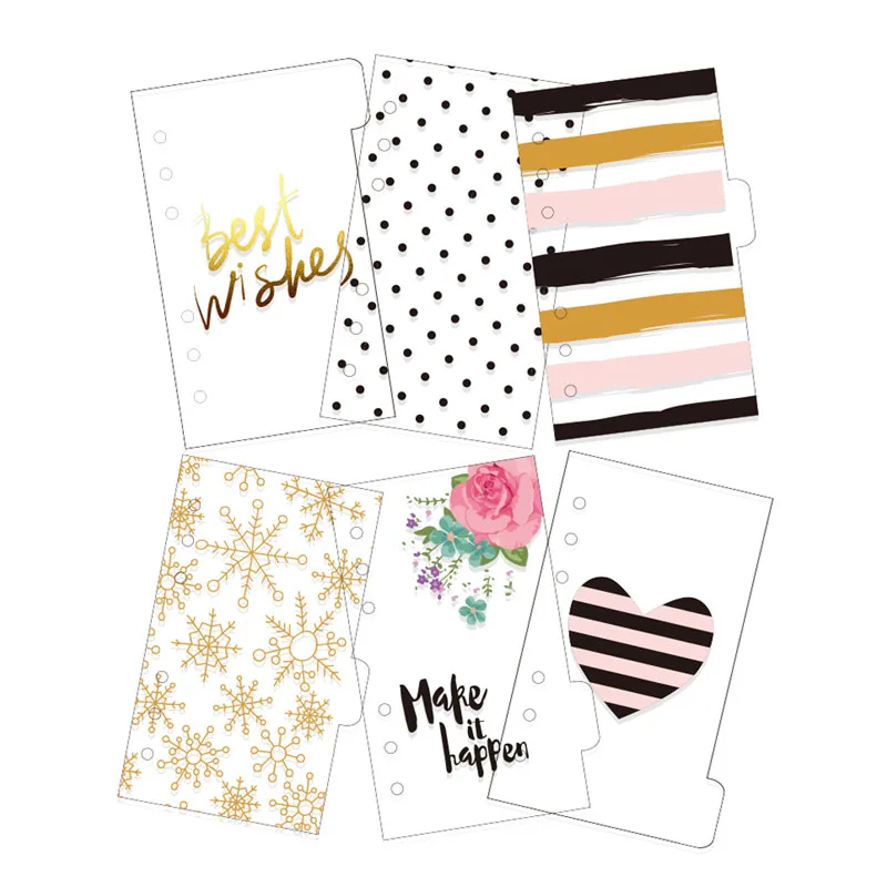 Блокнот Dokibook A5A6A7 прозрачный разделитель 6 шт. 2019|filofax kikkik|dividers plannernotebook diy |
