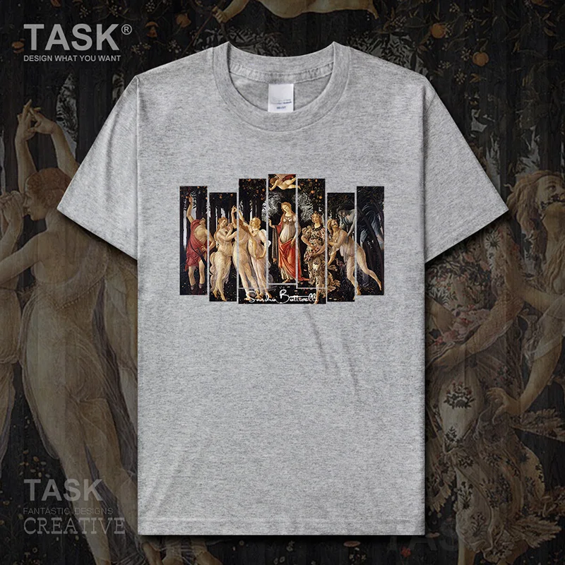 Personality fashion oil painting mens t-shirt Primavera retro funny print Short sleeve clothes cotton summer casual Streetwear | Мужская