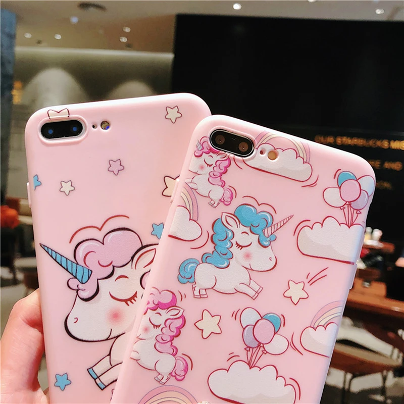 Силиконовый чехол KONGREY для iPhone 7 Plus 6 6s XR мягкий из ТПУ с мультяшным единорогом