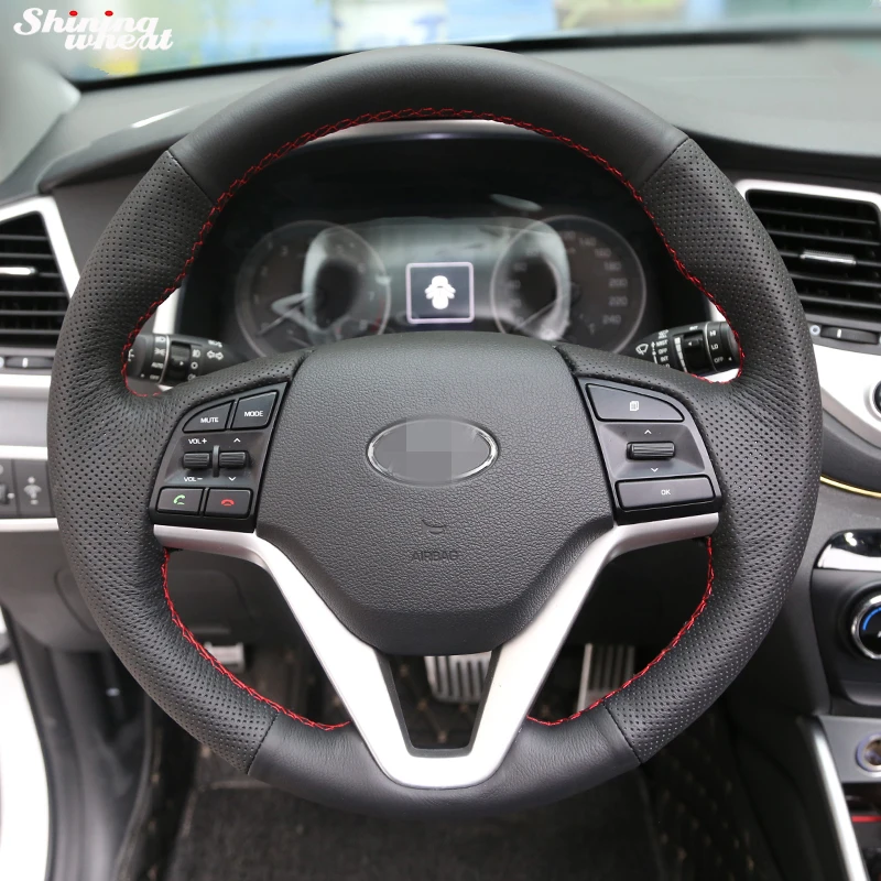 BANNIS черная крышка рулевого колеса автомобиля из натуральной кожи для hyundai Tucson