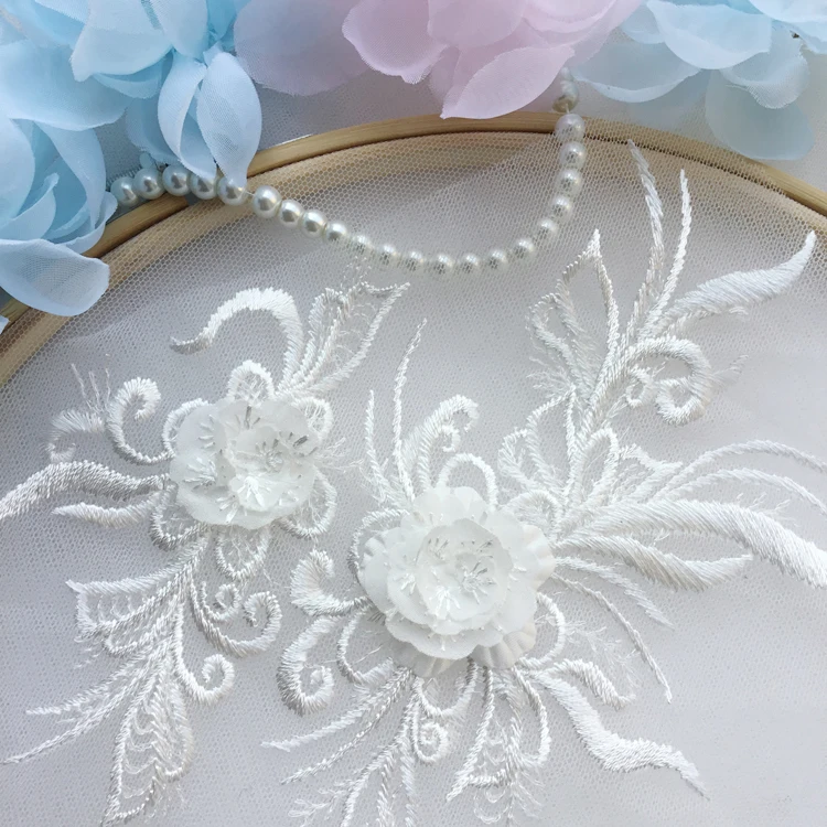 10Pcs/Lot 3D Lace Flower Patch Children's Dance Clothing Applique Tiara Costume Wedding Dress Feel Diy Fabric Accessories | Дом и сад