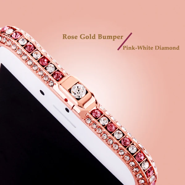 Rose Gold - Pink Шикарный чехол-бампер с алмазами чехол для iPhone 6, 6 S, 7, 8 Plus, роскошный блестящий сверкающий стразы, Алюминиевый металлический каркас, чехол для телефона s - Цвет: Rose Gold - Pink