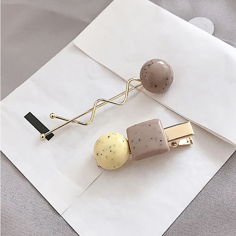 2 шт./компл. акриловые бусины металлические заколки для волос лента заколка обруч