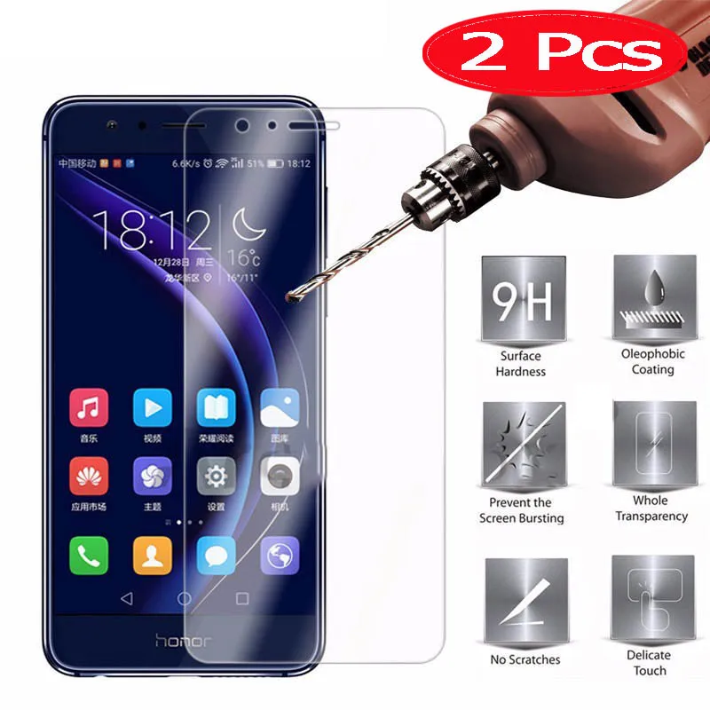 2 шт. MRGO закаленное стекло для Huawei Honor 8 Защитная пленка экрана телефона стекло|glass