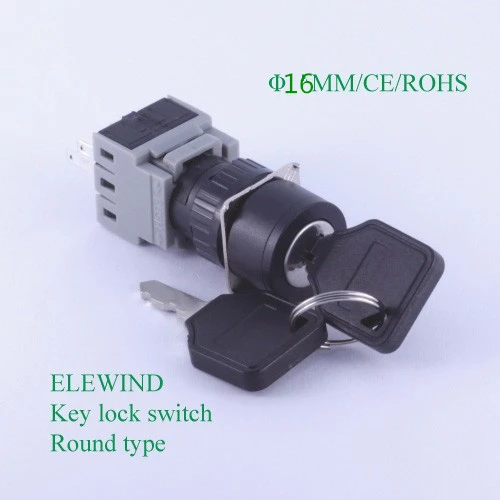 ELEWIND 16 мм круглый тип 1NO1NC 4 контактный клавишный выключатель 2 позиции для