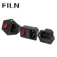 3 pin iec320 c14 inlet connector plug power socket 250v rocker switch socket red lamp 10a fuse holder socket male connector
