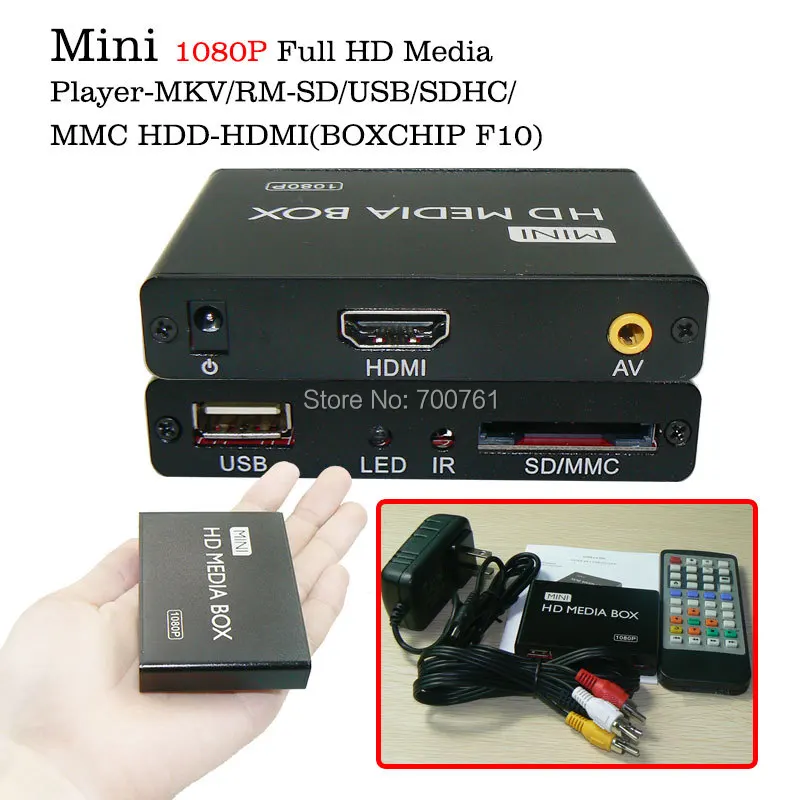 Мини Full HD 1080 P HDD медиаплеера MKV/RM SD/USB/SDHC/MMC Boxchip f10) HDMI Multi Media Player|player mkv|hdmi multimedia playermedia