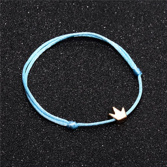 crown blue Браслеты VEKNO Lucky Heart для женщин и мужчин, многоцветная веревка, регулируемый браслет, сделай сам, ручная работа, дружба, лучшие подарки, ювелирные изделия - Окраска металла: crown blue