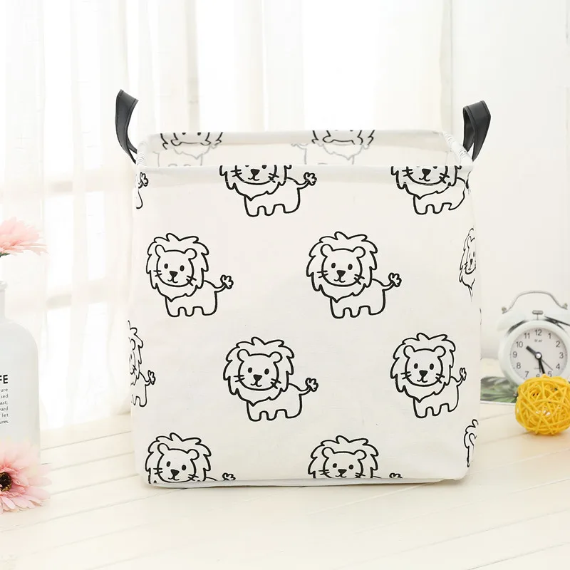 Lion MICCK мультяшная хлопковая льняная настольная корзина для хранения мелочей коробка для хранения нижнего белья косметический Органайзер ювелирные изделия канцелярский контейнер - Цвет: Lion