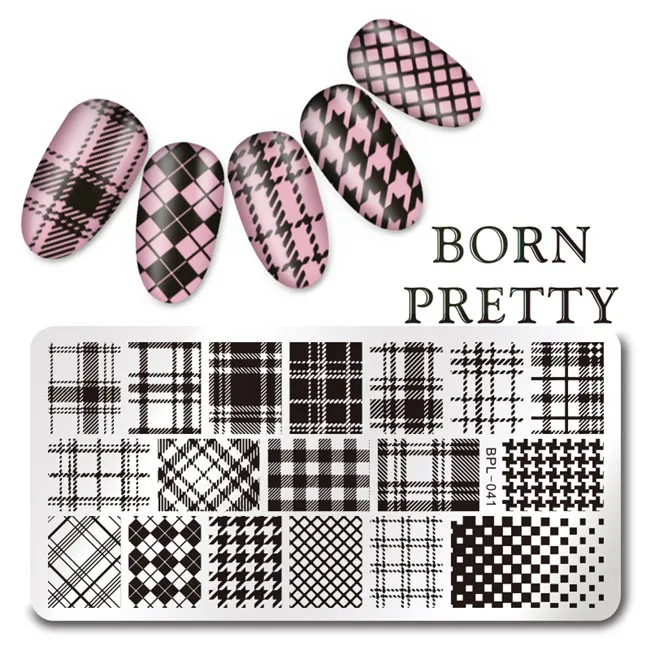 BPL 041 1 Шт. Born pretty различные геометрическые фигуры ногтей штампа шаблон плиты, прямоугольный ногтей штампа плиты BPX-L017-L023 - Цвет: BPL 041