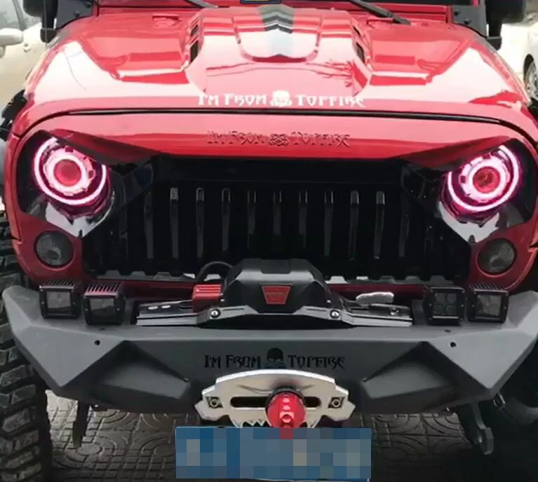 Одна пара 7 дюймов JK Led RGB Звездное фары для автомобиля с дьявол Демон глаз и