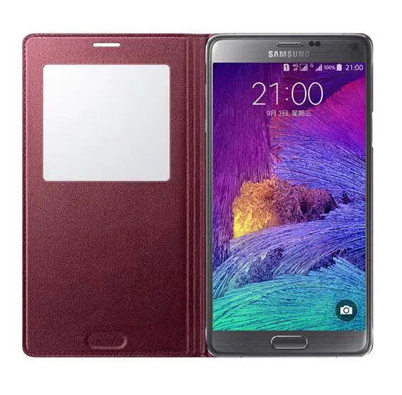 Оригинальный чехол книжка из искусственной кожи с чипом для Samsung Galaxy Note 4 Note4 N910 N910F