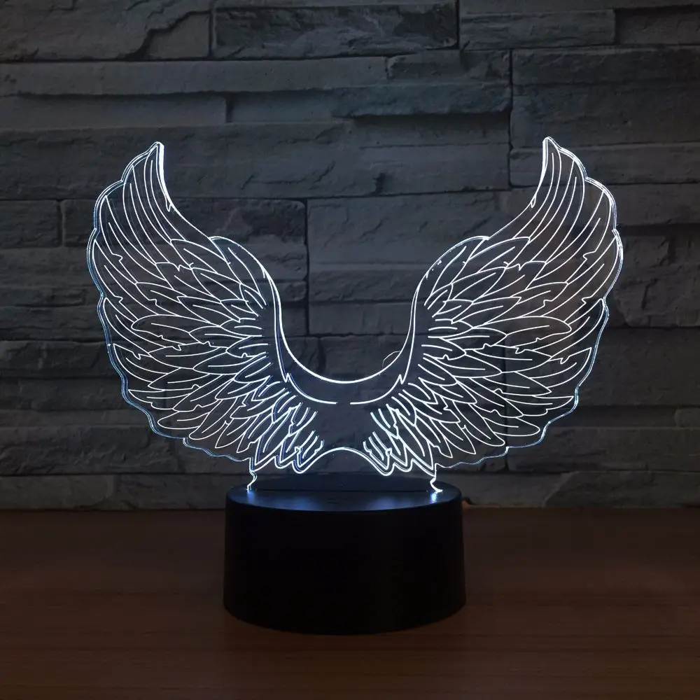 Толстовка с капюшоном надписью Angel и принтом крылышки 3D светодиодный светильник