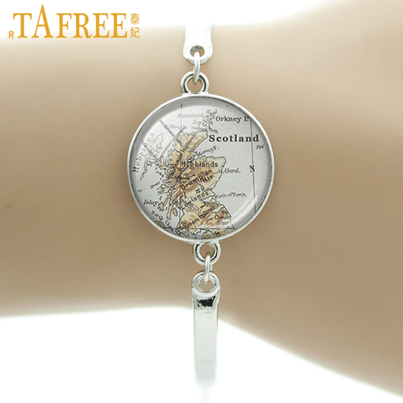 Винтажный Браслет TAFREE с картой Шотландии незаменимые украшения для отдыха