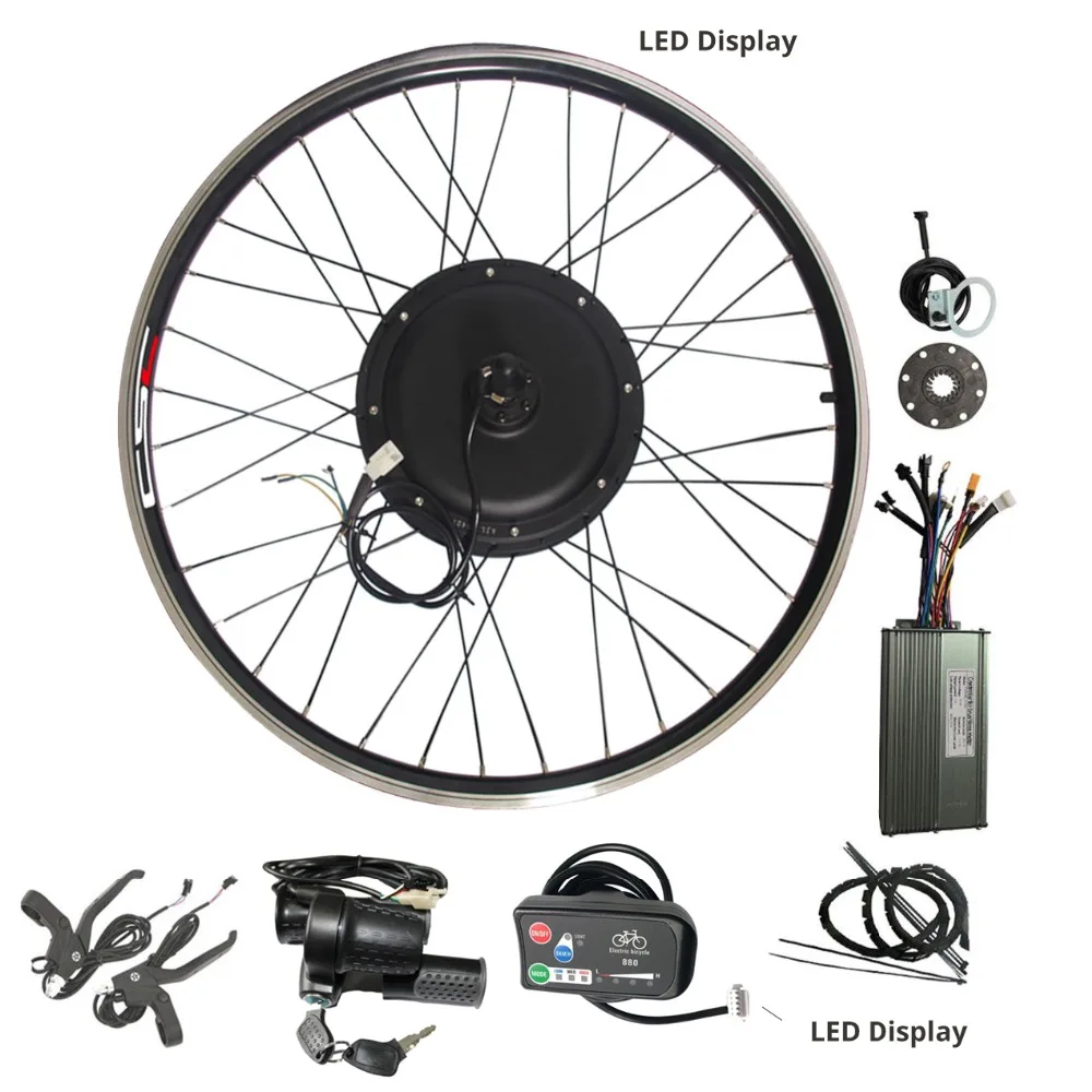 Фара для электровелосипеда в Conversion Kit 20-29 дюймовым 700C преобразователя для электрического велосипеда с сертификатом ce комплект 48V 1000W 1500W 36V 250W 500W Передняя, Задняя Ступица мотор для центрального движения колеса
