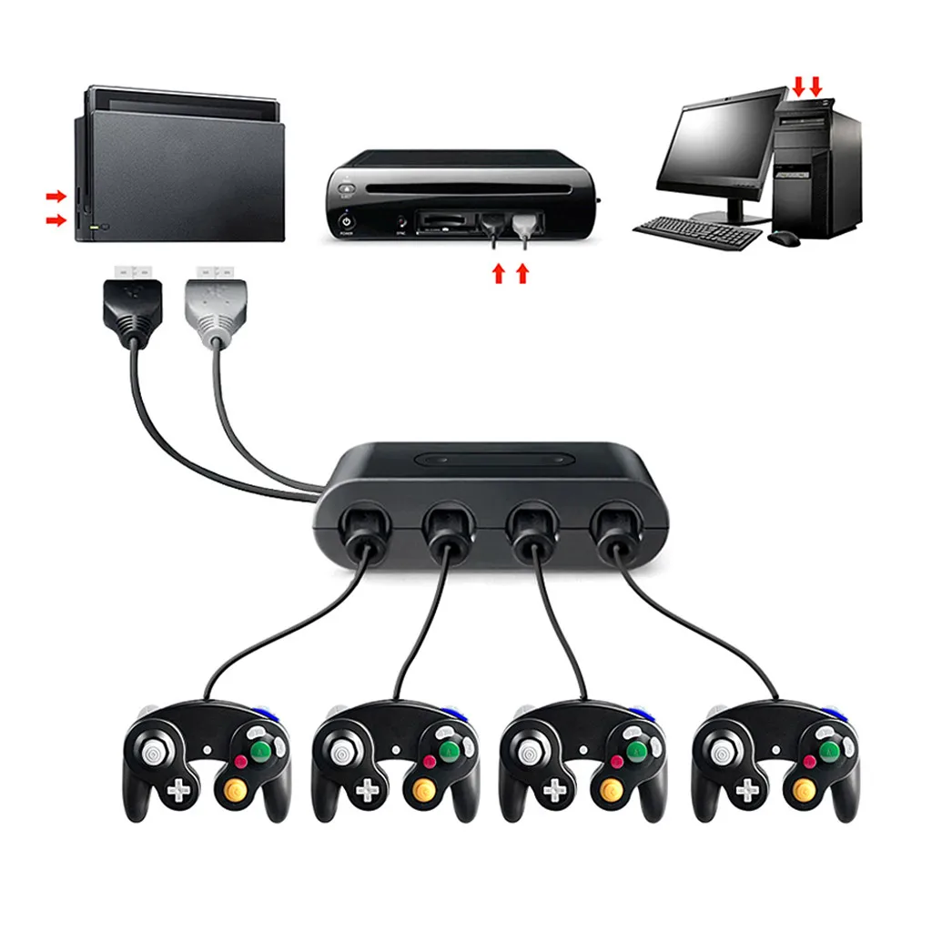 Горячая Gamecube контроллер адаптер 4 порта USB для NGC Nintendo Switch/Wii U /PC 3in1|USB-адаптеры| |