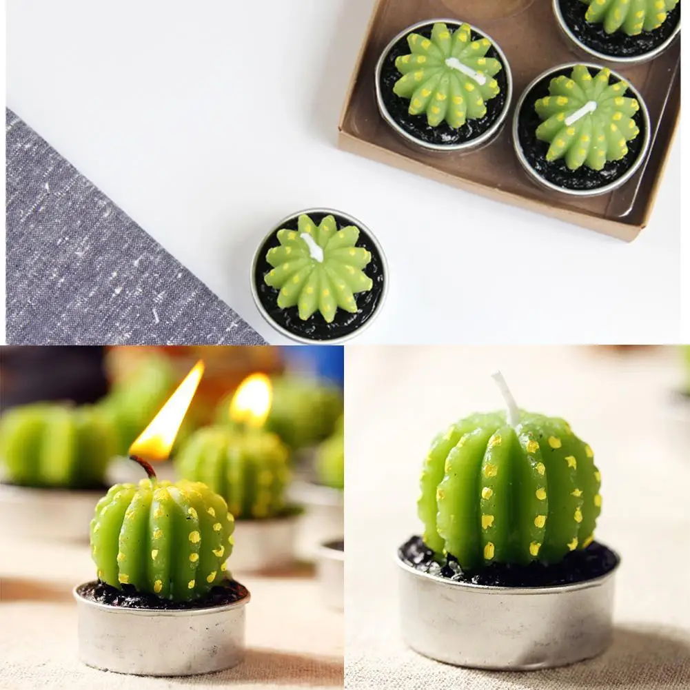 6 шт. домашний декор редкая мини Кактус Свеча стол чай свет сад моделирование