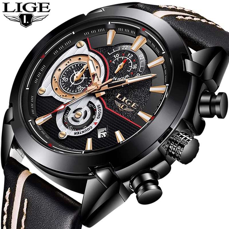 Часы Relojes Hombre мужские модные спортивные кожаные кварцевые водонепроницаемые в